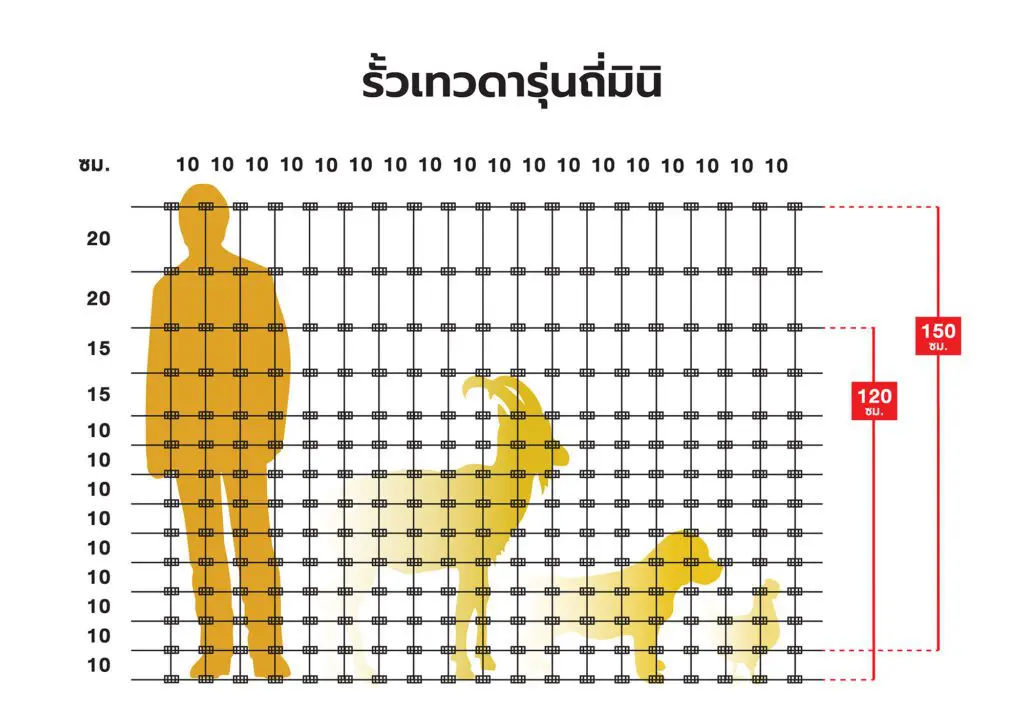 รั้วตาข่ายเทวดารุ่นถี่มินิ ช่องแนวตั้ง 10x10 ซม. (ช่องห่าง 4*4 นิ้ว) ล้อมไก่ ล้อมเป็ด ล้อมแกะ ล้อมแพะ